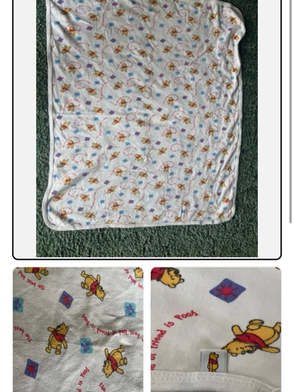 RARE VINTAGE 90s Winnie the Pooh Baby Receiving Blanket